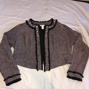 Bar lll Pink and Black Cropped Jacket